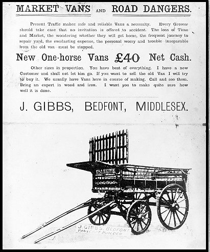 An advertisement for Gibbs vans from around 1900.  
