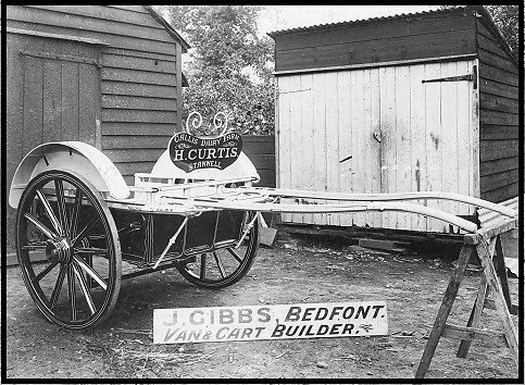 Milk delivery cart built by Gibbs for H. Curtis of Stanwell.