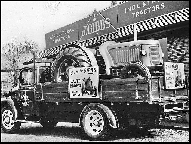 A Gibbs lorry carrying a David Brown tractor from the early 1950’s.