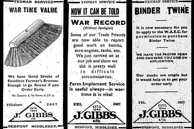 Advertisements for Gibbs dating back to World War Two, illustrating how even basic items were difficult to obtain.
